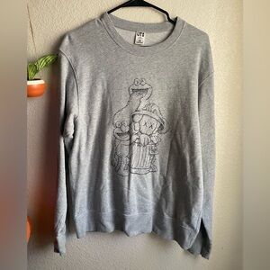 KAWS x Uniqlo x Sesame Street Companion Trash Can Outline Sweatshirt Gray